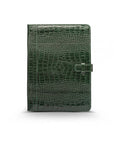 Leather conference folder, green croc, front