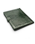 Leather conference folder, green croc, back