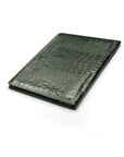 A4 leather document folder, green croc, back