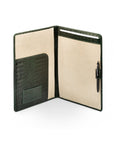 A4 leather document folder, green croc, open