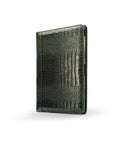 A4 leather document folder, green croc, front