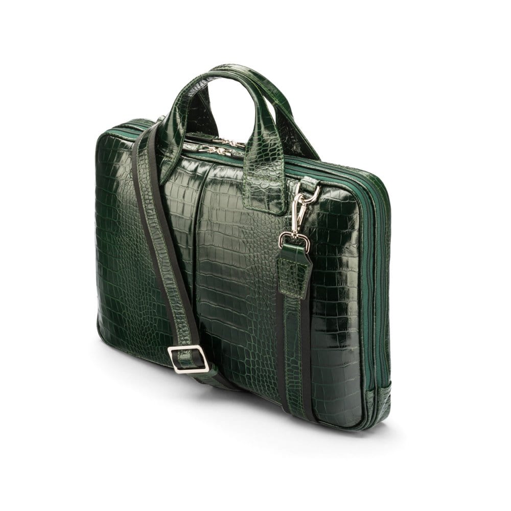 Green Croc Kingston Leather 13” Laptop Briefcase