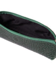 Green Croc Large Leather Pencil Case