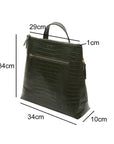 Leather 13" laptop backpack, green croc, dimensions