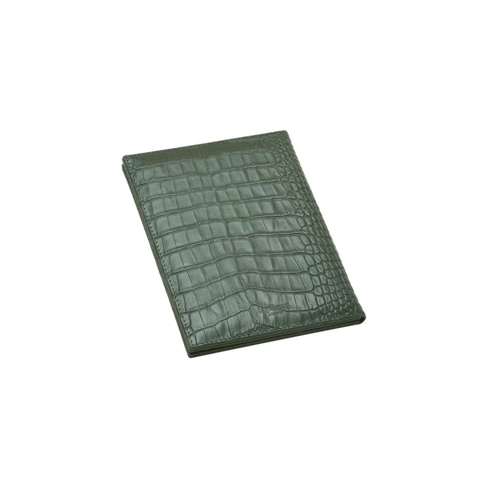 Double leather photo frame, green croc, 6 x 4", back