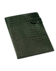 Leather document folder, green croc, front