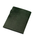 Leather document folder, green croc, back