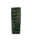 Leather pen case, green croc, front