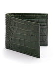 RFID leather wallet for men, green croc, front view