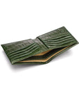 RFID leather wallet for men, green croc, inside view