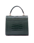 Leather signature Morgan bag, green croc, back view