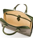 Leather Trinity 13" laptop briefcase, green croc, inside 