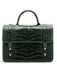 Mini top handle Harmony music bag, green croc, front view