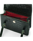 Mini top handle Harmony music bag, green croc, inside view