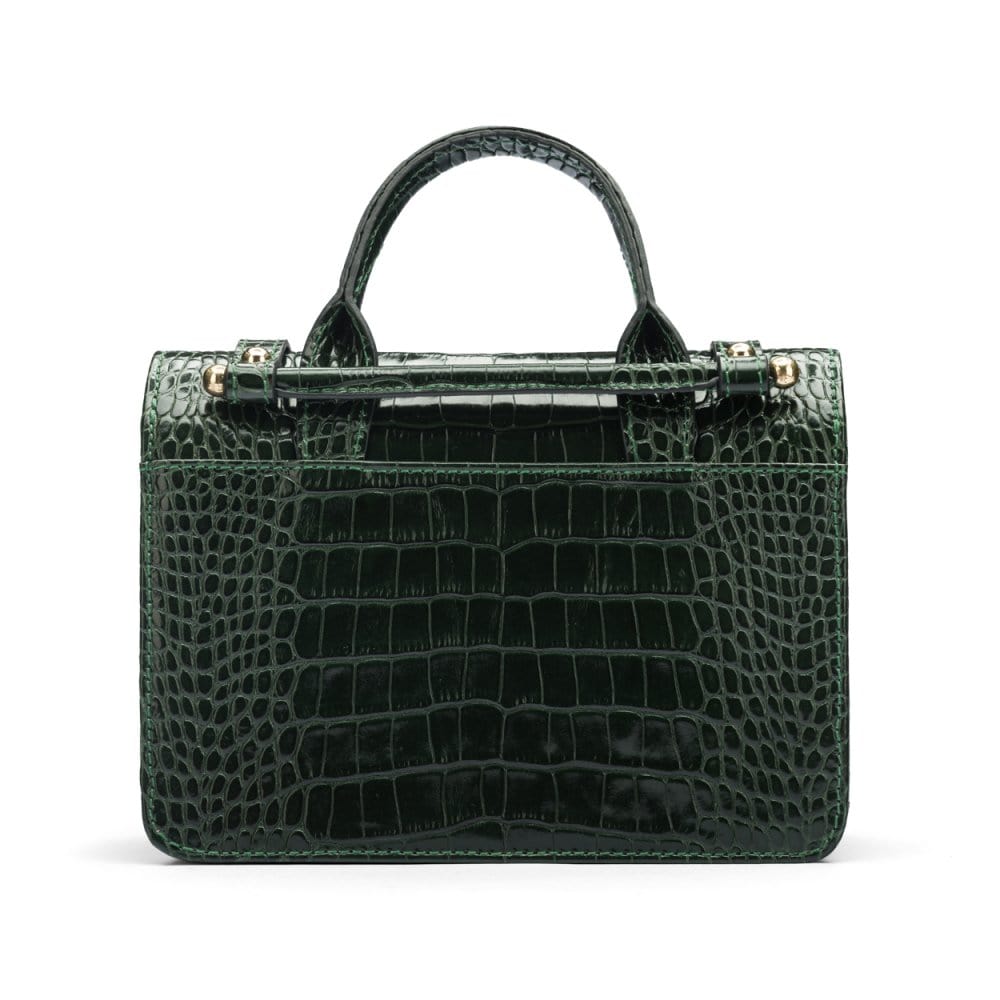 Mini top handle Harmony music bag, green croc, back view