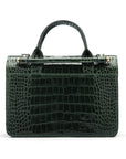 Mini top handle Harmony music bag, green croc, back view