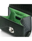 Mini Burnett small top handle bag, green croc, inside view