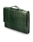 Small leather briefcase, green croc, side