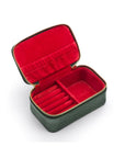 Zip around jewellery case, green croc, open