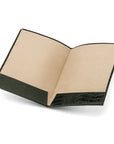 Simple leather document folder, green croc, inside