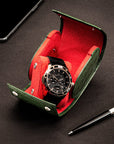 Single watch roll, green croc, lifestyle