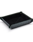 Leather valet tray, green croc with black