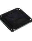 Leather valet tray, green croc with black, flat