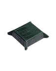 Small leather valet tray, green croc with black, base