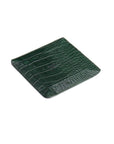 Small leather valet tray, green croc with black, reverse