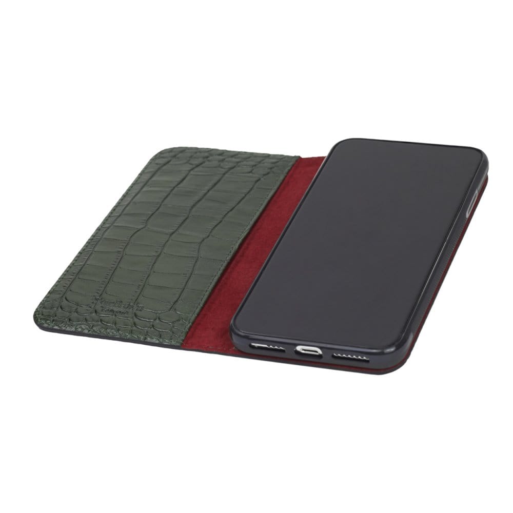 Green Croc With Red iPhone XS Max Wallet Case 