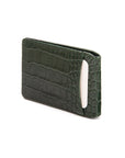 Leather Oyster card holder, green croc, back