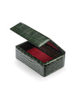 Mini leather accessory box, green croc, open