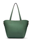 Leather tote bag, green, front view