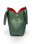 Leather tote bag, green, side view