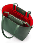 Leather tote bag, green, inner bag view