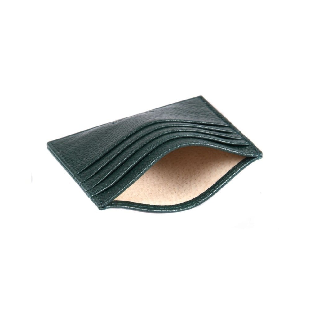 Green Full Grain Flat Leather 8 Credit Card Wallet