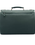 Leather briefcase with silver lock, Harvard, green pebble grain, back