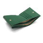 Women's leather purse with 6 cards and coins, green, inside