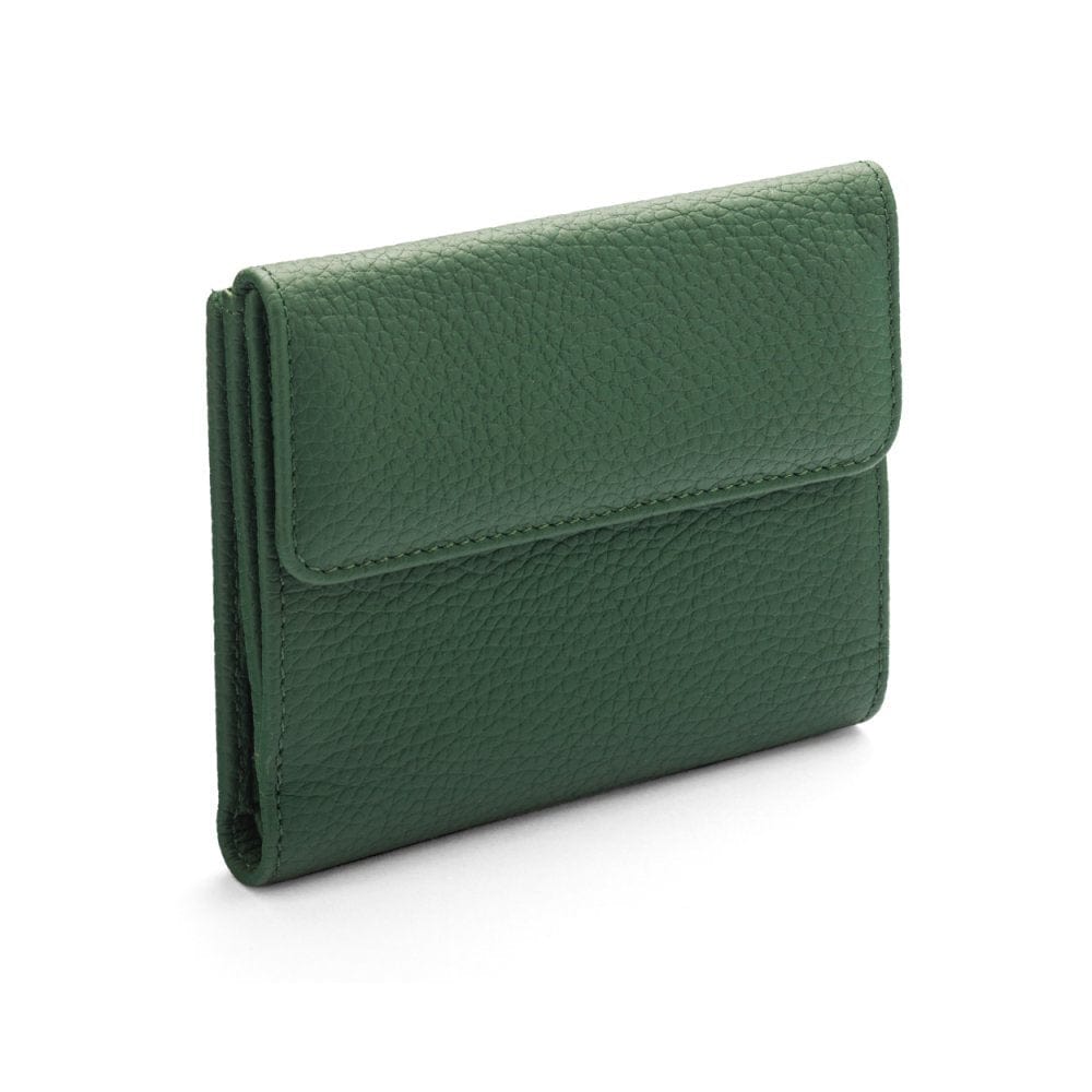 Women's leather purse with 6 cards and coins, green, coin purse