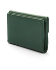 Women's leather purse with 6 cards and coins, green, front