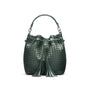 Woven leather bucket bag, green, front