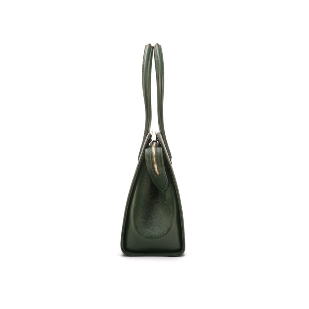 Ladies' leather 15" laptop handbag, green, side 