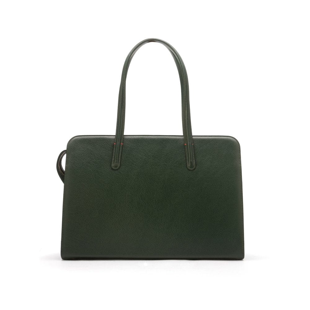 Ladies' leather 15" laptop handbag, green, front