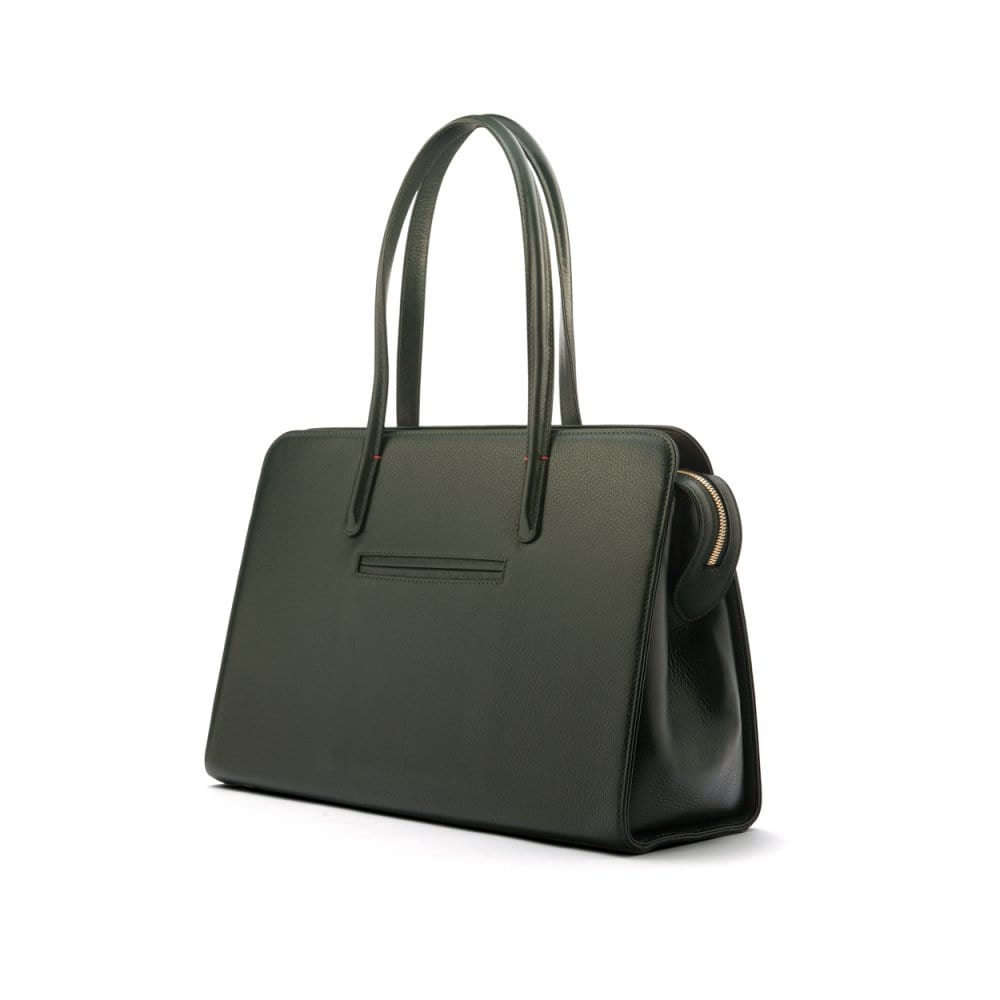 Ladies' leather 15" laptop handbag, green, back