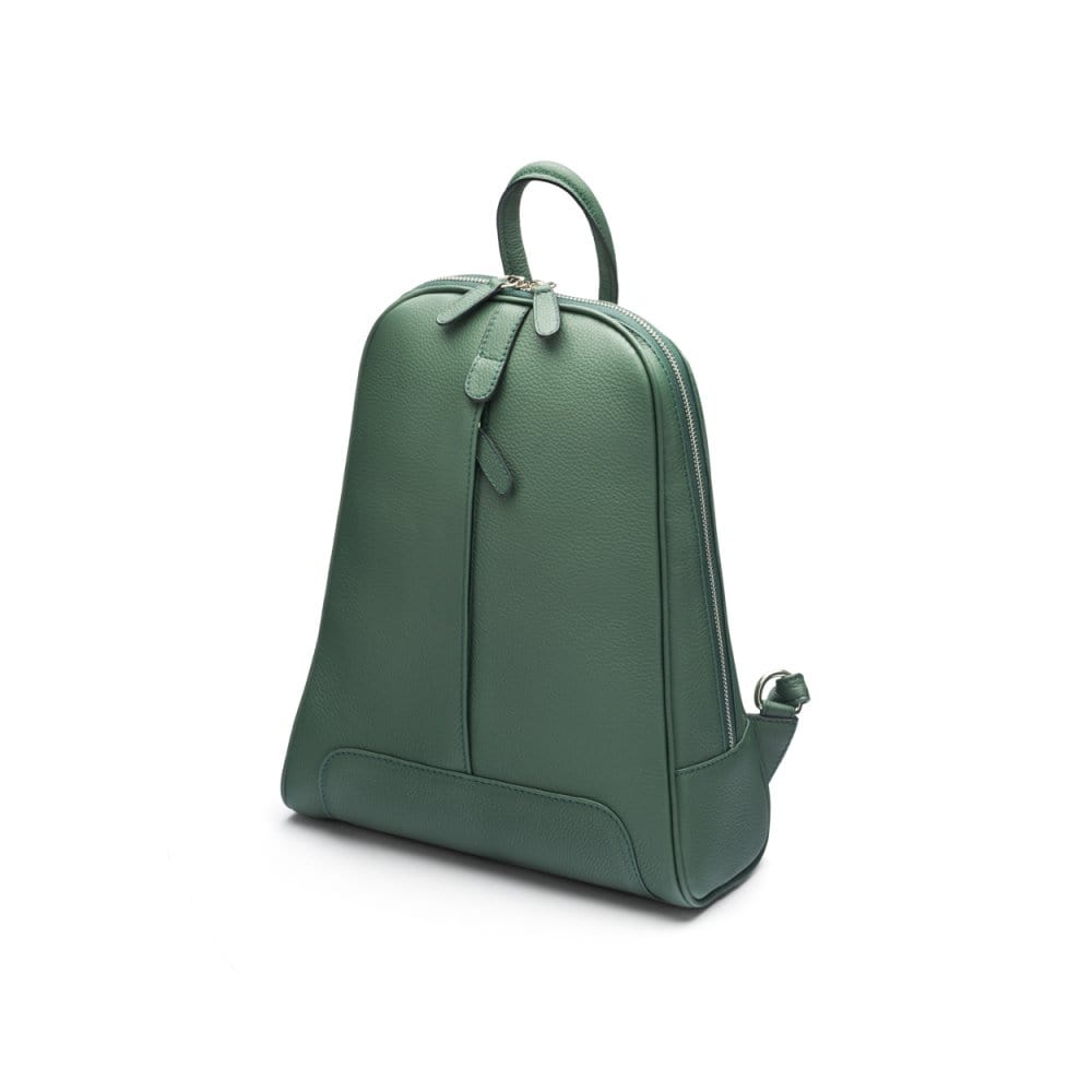 Ladies leather backpack, green, side