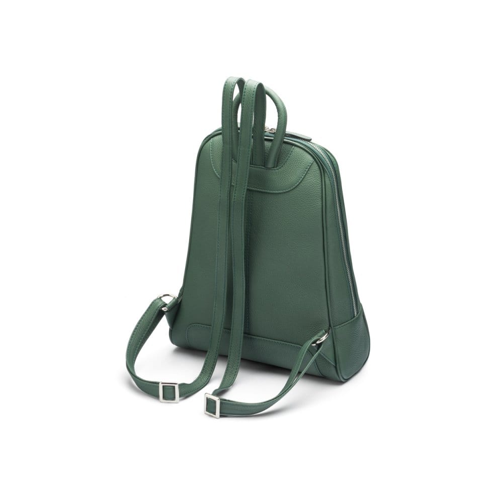 Ladies leather backpack, green, rear view