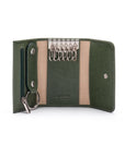 Key wallet with detachable key fob, green, inside