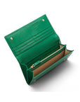 Leather Mayfair concertina purse, green, inside