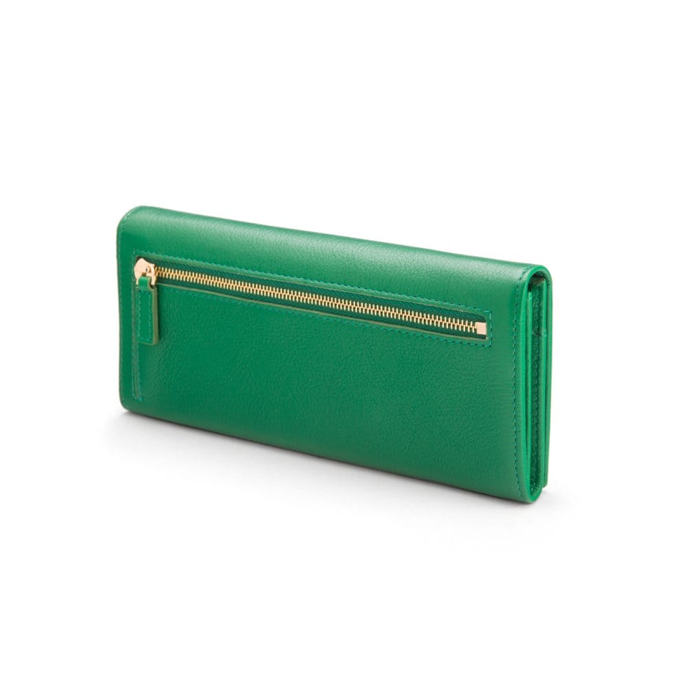 Leather Mayfair concertina purse, green, back