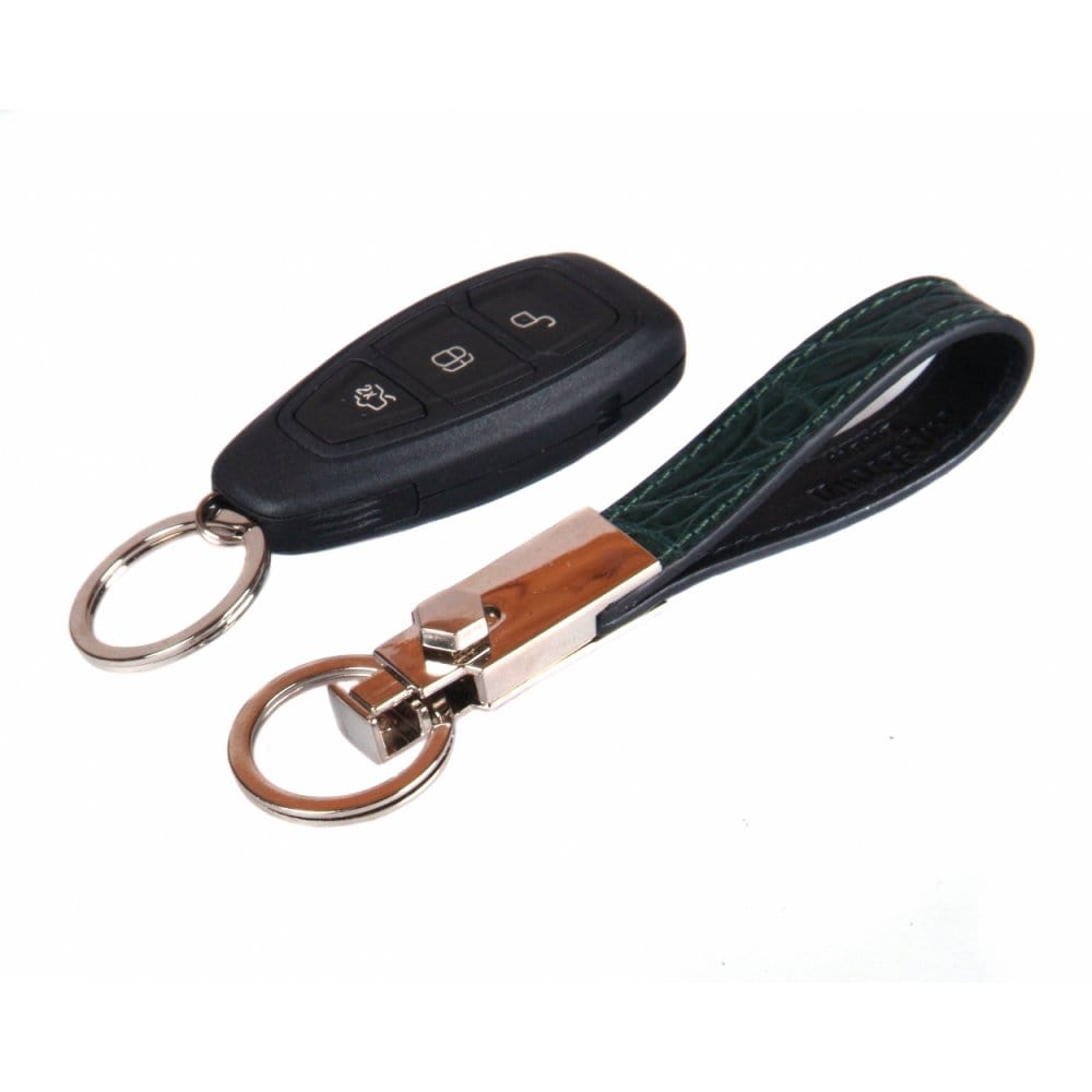 Green Real Croc Detachable Key Ring